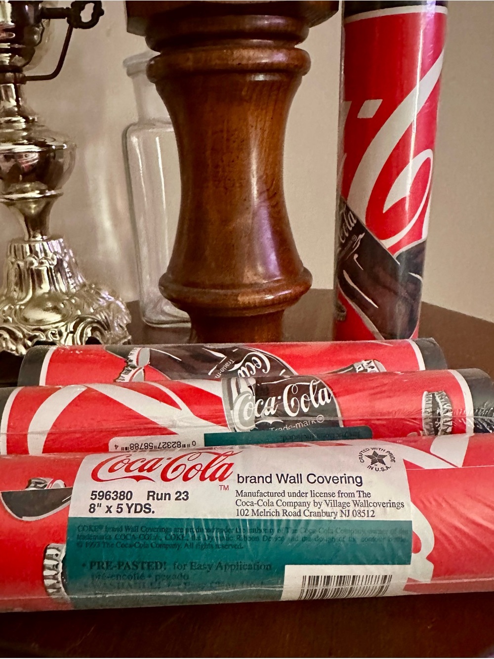 Vintage Coca Cola red and white logo roll border rolls